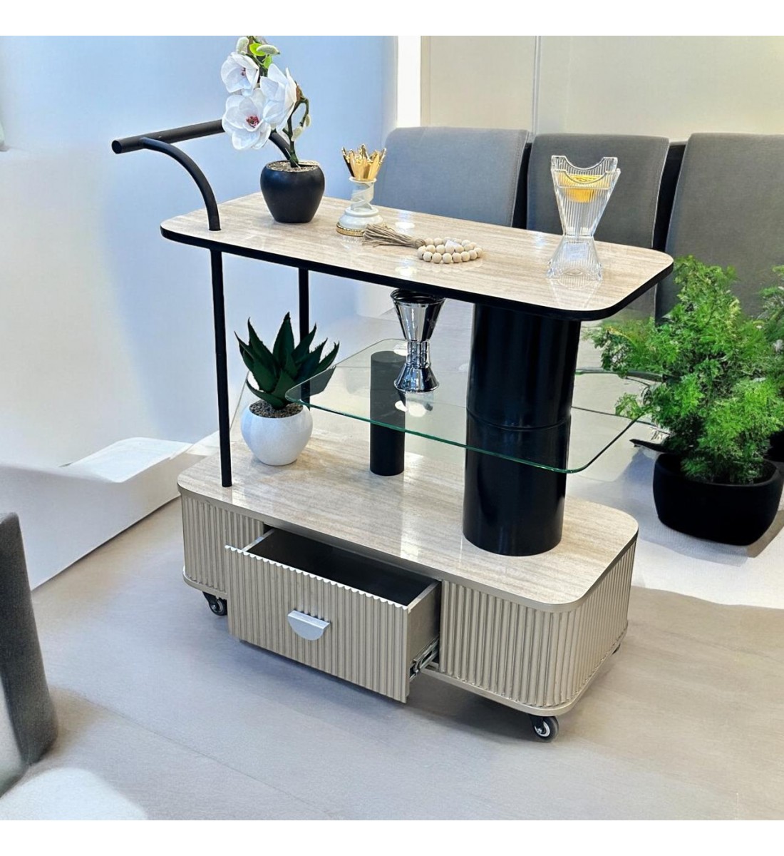 عربية تقديم 3 دور بديل الرخام مع درج بيج عربية تقديم 3 دور بديل الرخام مع درج بيج