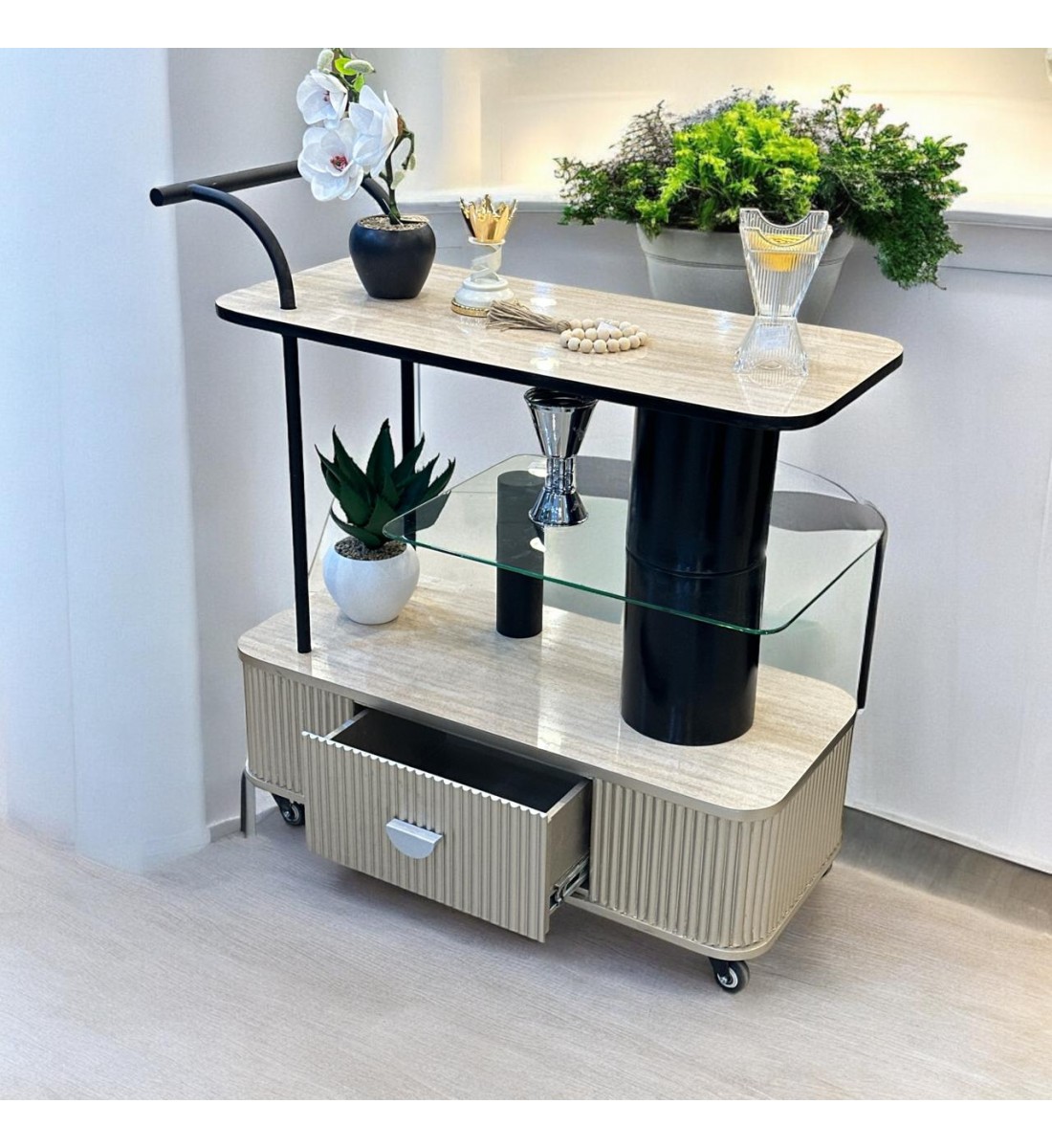 عربية تقديم 3 دور بديل الرخام مع درج بيج عربية تقديم 3 دور بديل الرخام مع درج بيج