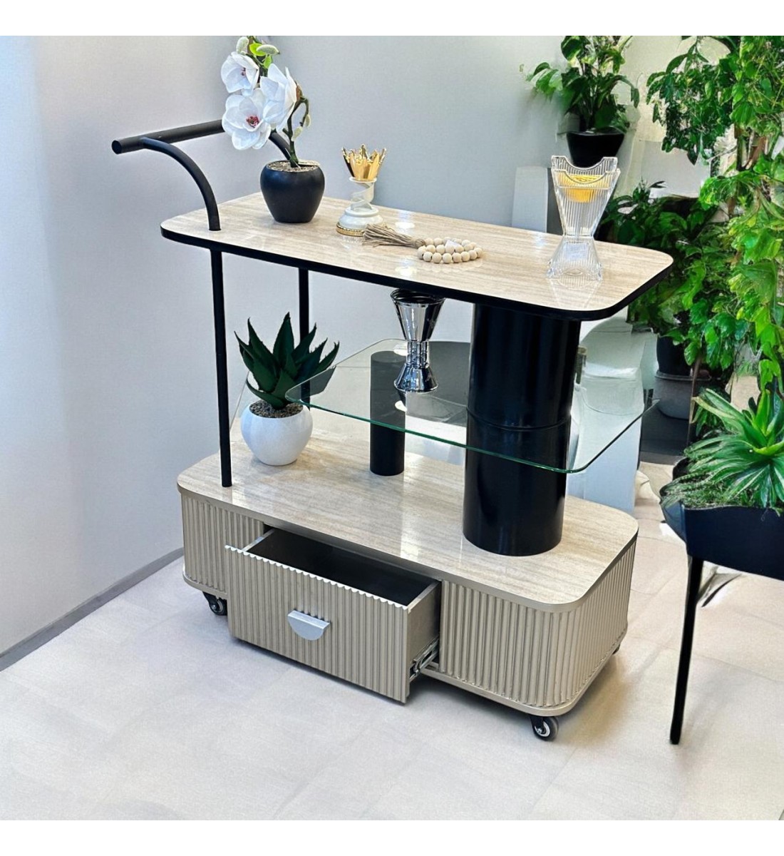 عربية تقديم 3 دور بديل الرخام مع درج بيج عربية تقديم 3 دور بديل الرخام مع درج بيج