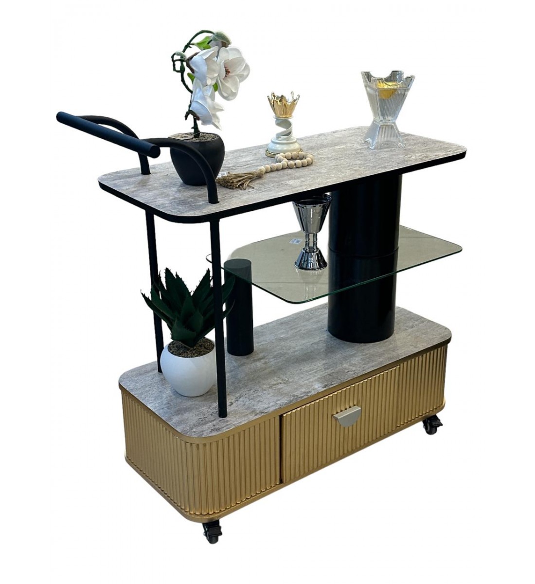 عربية تقديم 3 دور بديل الرخام مع درج ذهبي علي رصاصي عربية تقديم 3 دور بديل الرخام مع درج ذهبي علي رصاصي