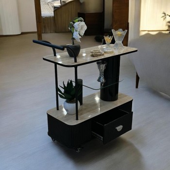 عربية تقديم 3 دور بديل الرخام مع درج اسود علي بيج 