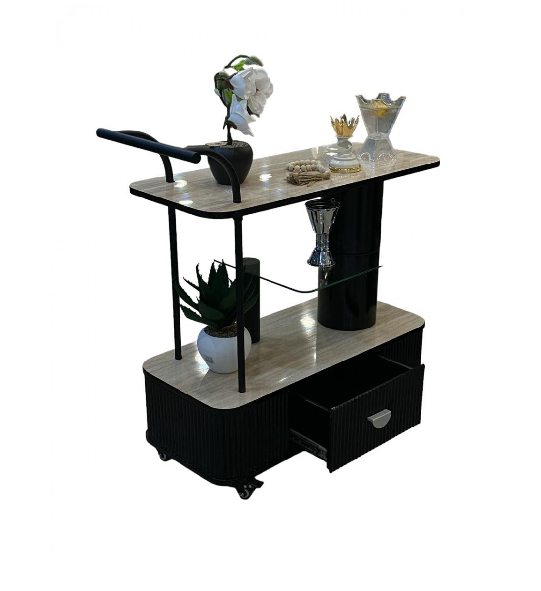 عربية تقديم 3 دور بديل الرخام مع درج اسود علي بيج عربية تقديم 3 دور بديل الرخام مع درج اسود علي بيج