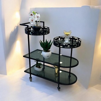 عربية تقديم 3 دور زجاج فوق دائري