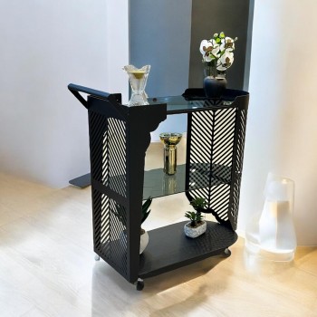 عربية تقديم 3 دور زجاج علي حديد 89×79×40سم 