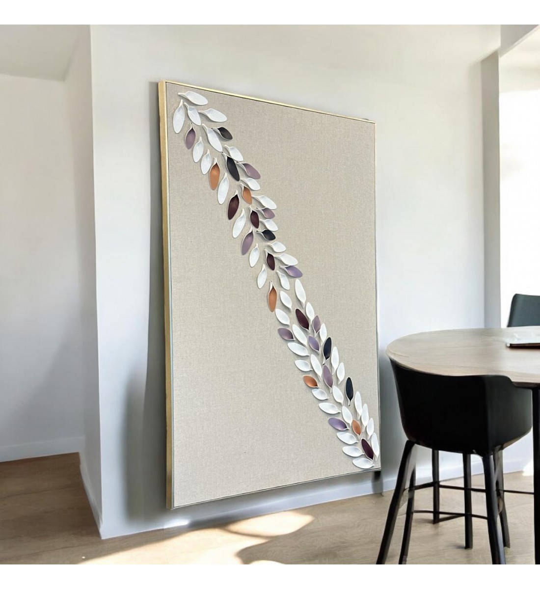 لوحة فنية جدارية منظر جبسية باطار شامبيون 120×80سم 