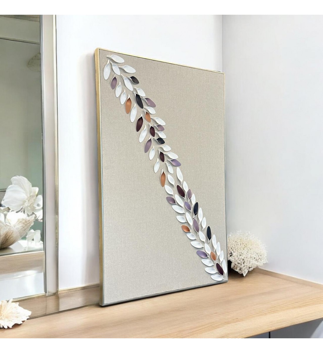 لوحة فنية جدارية منظر جبسية باطار شامبيون 120×80سم 