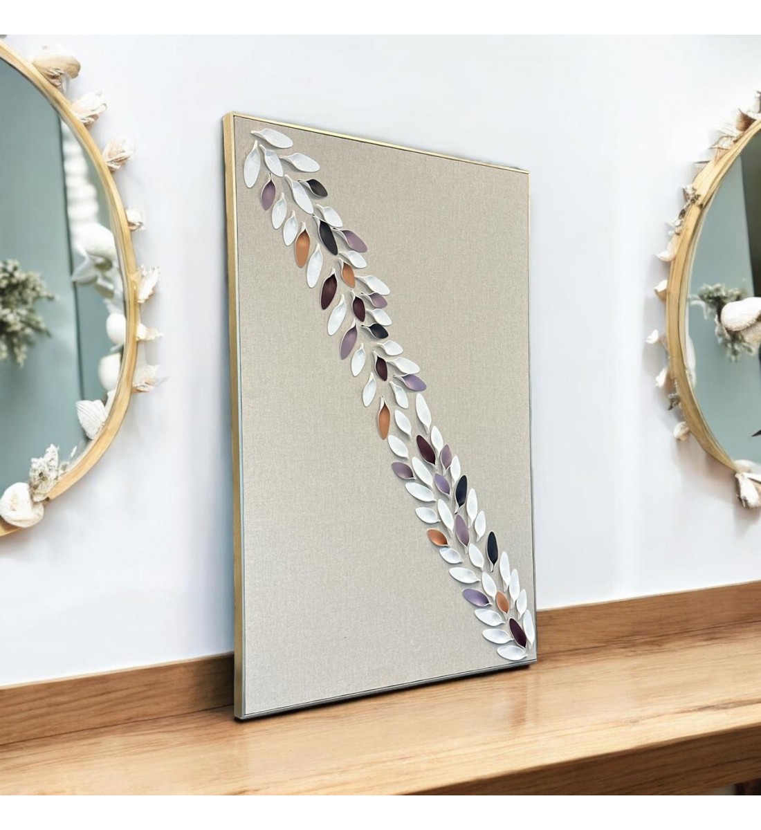 لوحة فنية جدارية منظر جبسية باطار شامبيون 120×80سم 