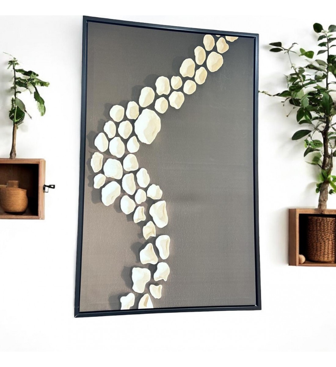 لوحة فنية جدارية منظر جداريه  قماشية  باطار اسود 140×90سم