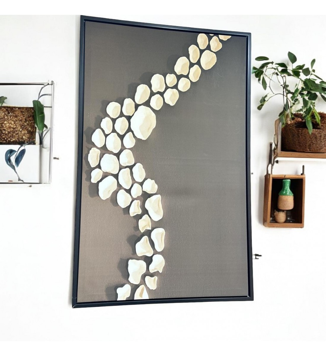 لوحة فنية جدارية منظر جداريه  قماشية  باطار اسود 140×90سم