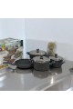 Turkish granite cookware set 14 pieces, high quality stainless steel cover, black color
