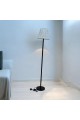 Long white floor electric lamp with black pole - fabric, 165 cm