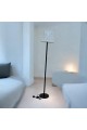 Long white floor electric lamp with black pole - fabric, 165 cm