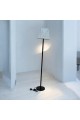 Long white floor electric lamp with black pole - fabric, 165 cm