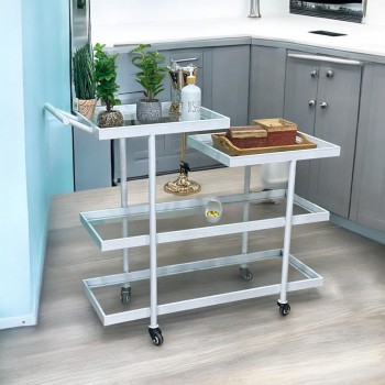 عربية تقديم 4 دور زجاج شفاف جوانب حديد ابيض 