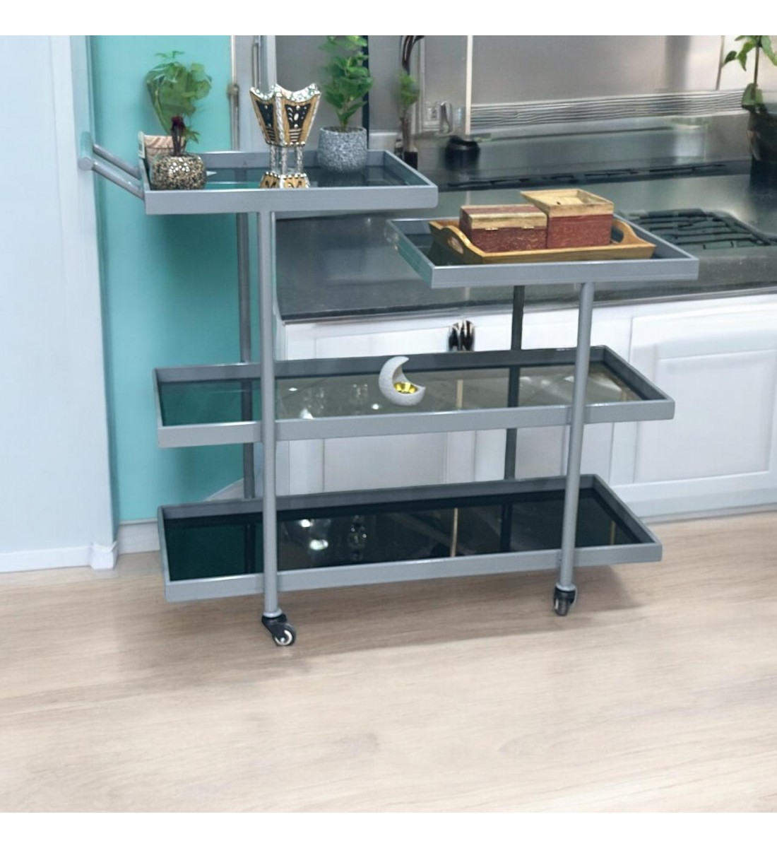 عربية تقديم 4 دور زجاج اسود جوانب حديد رصاصي عربية تقديم 4 دور زجاج اسود جوانب حديد رصاصي