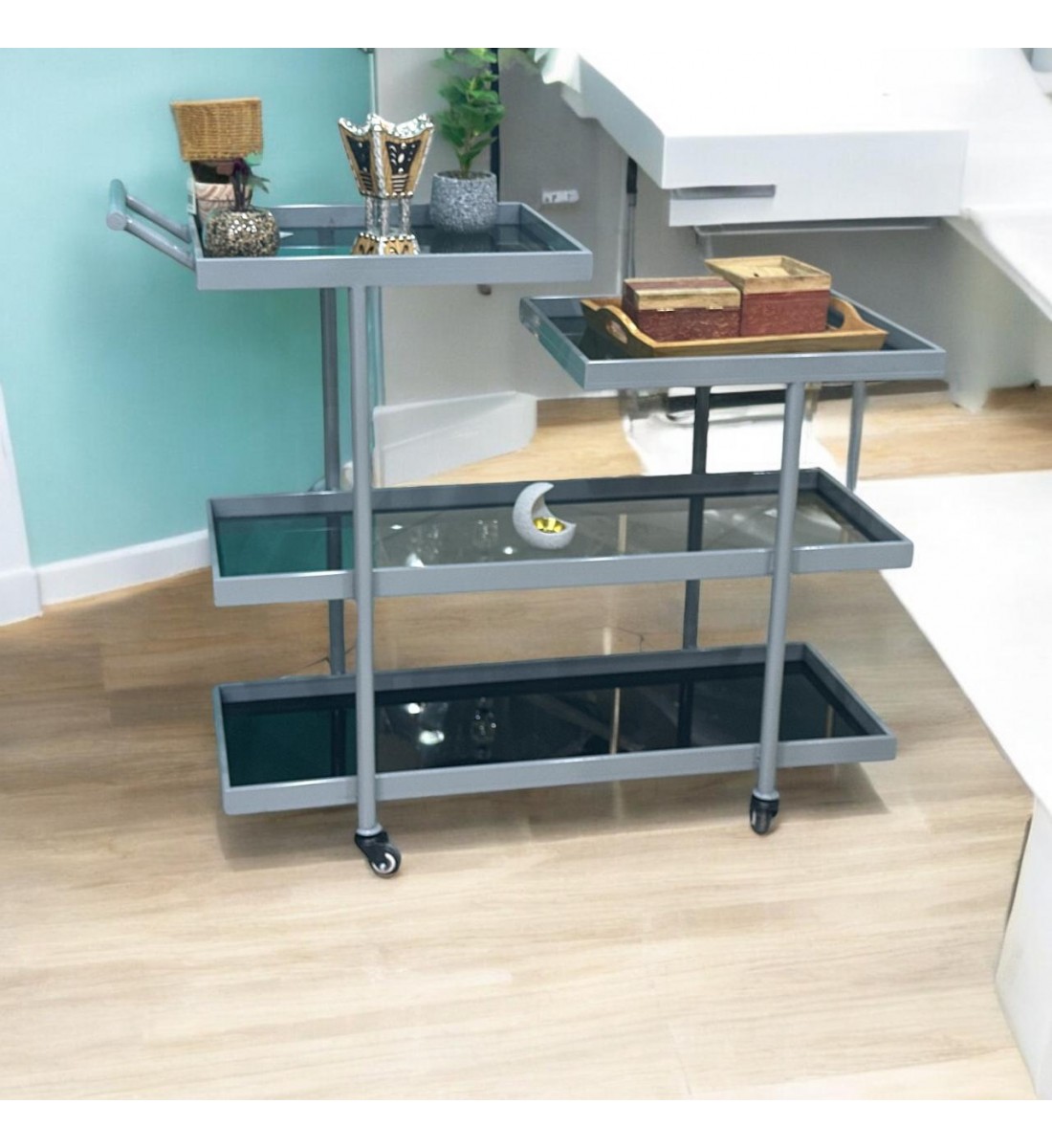 عربية تقديم 4 دور زجاج اسود جوانب حديد رصاصي عربية تقديم 4 دور زجاج اسود جوانب حديد رصاصي