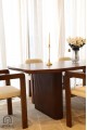 Walnut veneer dining table detail with 6 chairs size 220*110*80 cm