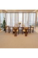 Walnut veneer dining table detail with 6 chairs size 220*110*80 cm