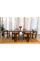 Walnut veneer dining table detail with 6 chairs size 220*110*80 cm