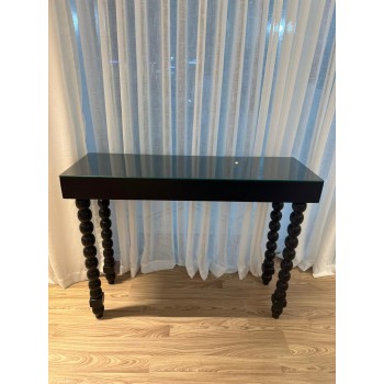 طاولة مدخل كلاسيكي خشب اسود سطح زجاج   مقاس  120×40×90 سم 