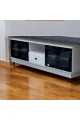 Plasma TV screen table, black and white wood, 160 x 40 x 45 cm