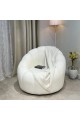 Single boucle fabric chair, white rose style, size 50*50*90cm
