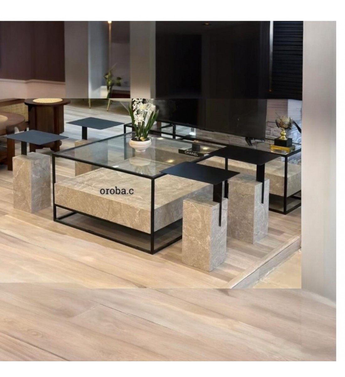 طقم طاولة خدمة خشبي 1+4 بسطح زجاج بديل الرخام خامة ثقيلة طقم طاولة خدمة خشبي 1+4 بسطح زجاج بديل الرخام خامة ثقيلة