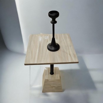 طاولة جانبية تقديم خدمة  بديل الرخام مربعة خشبي مقاس 30×30×45سم