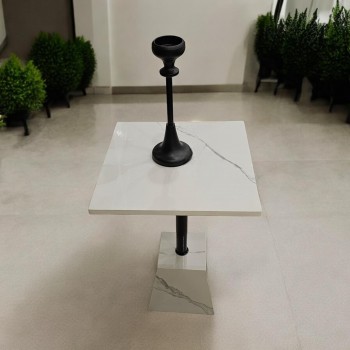 طاولة جانبية تقديم خدمة  بديل الرخام مربعة ابيض مقاس 30×30×45سم