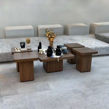 طقم طاولة قهوة 5 قطع انيق بني