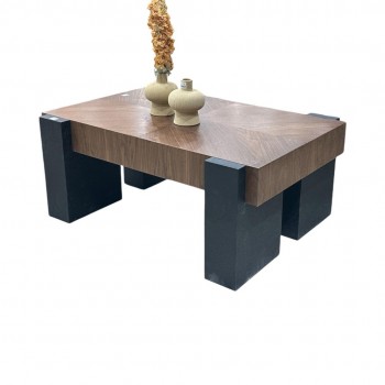 طاولة قهوة خشب الجوز  بني قاعدة اسود 86×50×120سم 