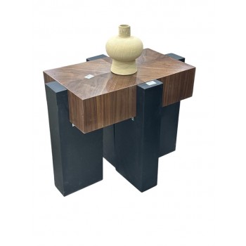 طاولة قهوة خشب الجوز  بني قاعدة اسود 71×46×55سم 