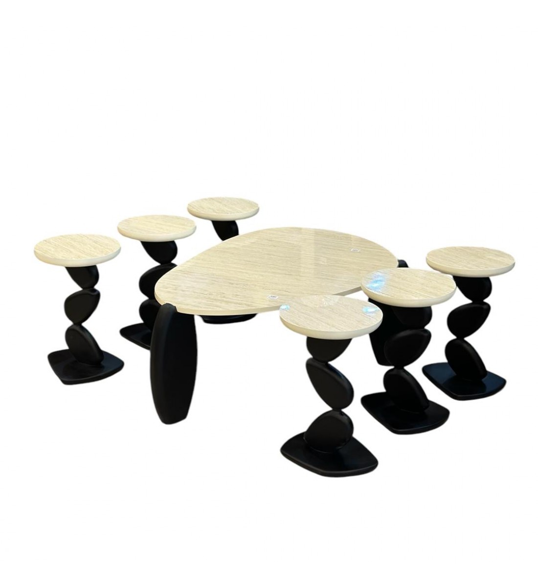 طقم طاولات قهوه وتقديم بديل الرخام 7قطع قاعدة اسود طقم طاولات قهوه وتقديم بديل الرخام 7قطع قاعدة اسود