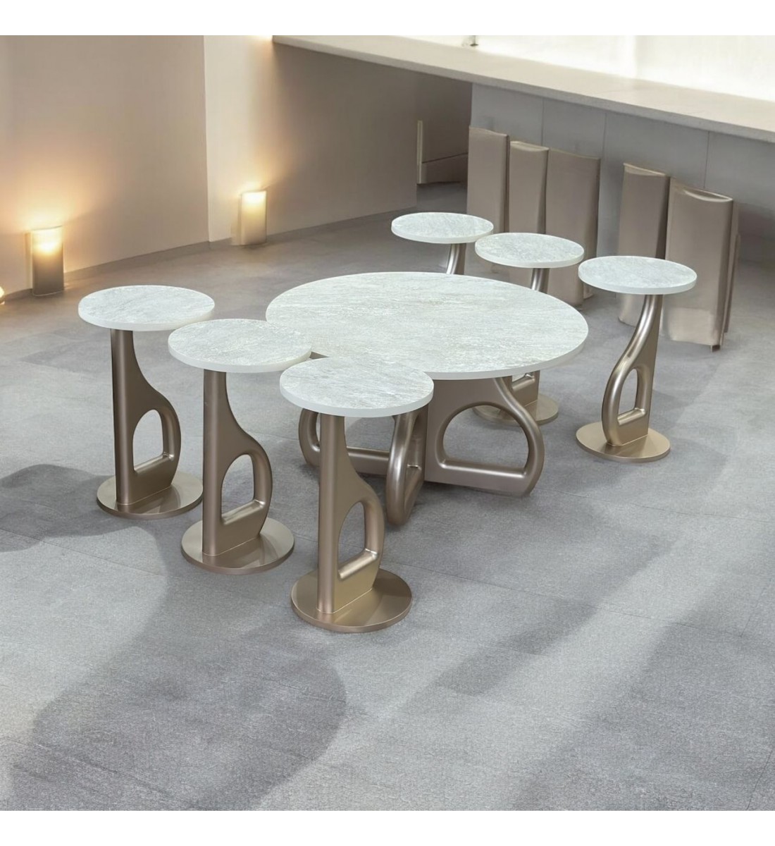 طقم طاولات قهوه وتقديم بديل الرخام 7قطع قاعدة شامبيون طقم طاولات قهوه وتقديم بديل الرخام 7قطع قاعدة شامبيون