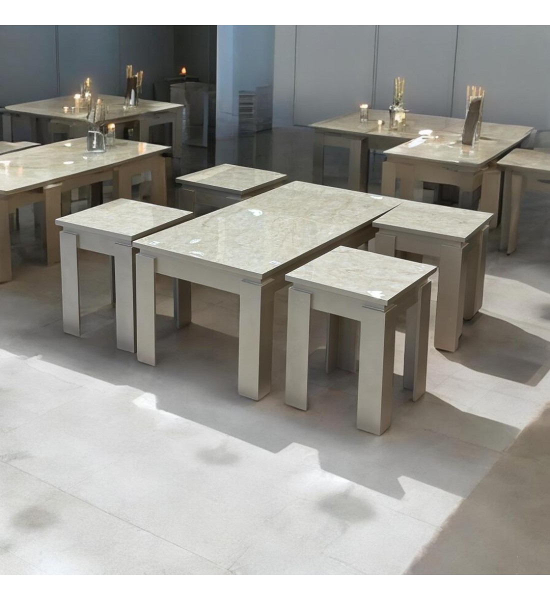 طقم طاولات قهوه وتقديم خشب 5قطع قاعدة ذهبي طقم طاولات قهوه وتقديم خشب 5قطع قاعدة ذهبي