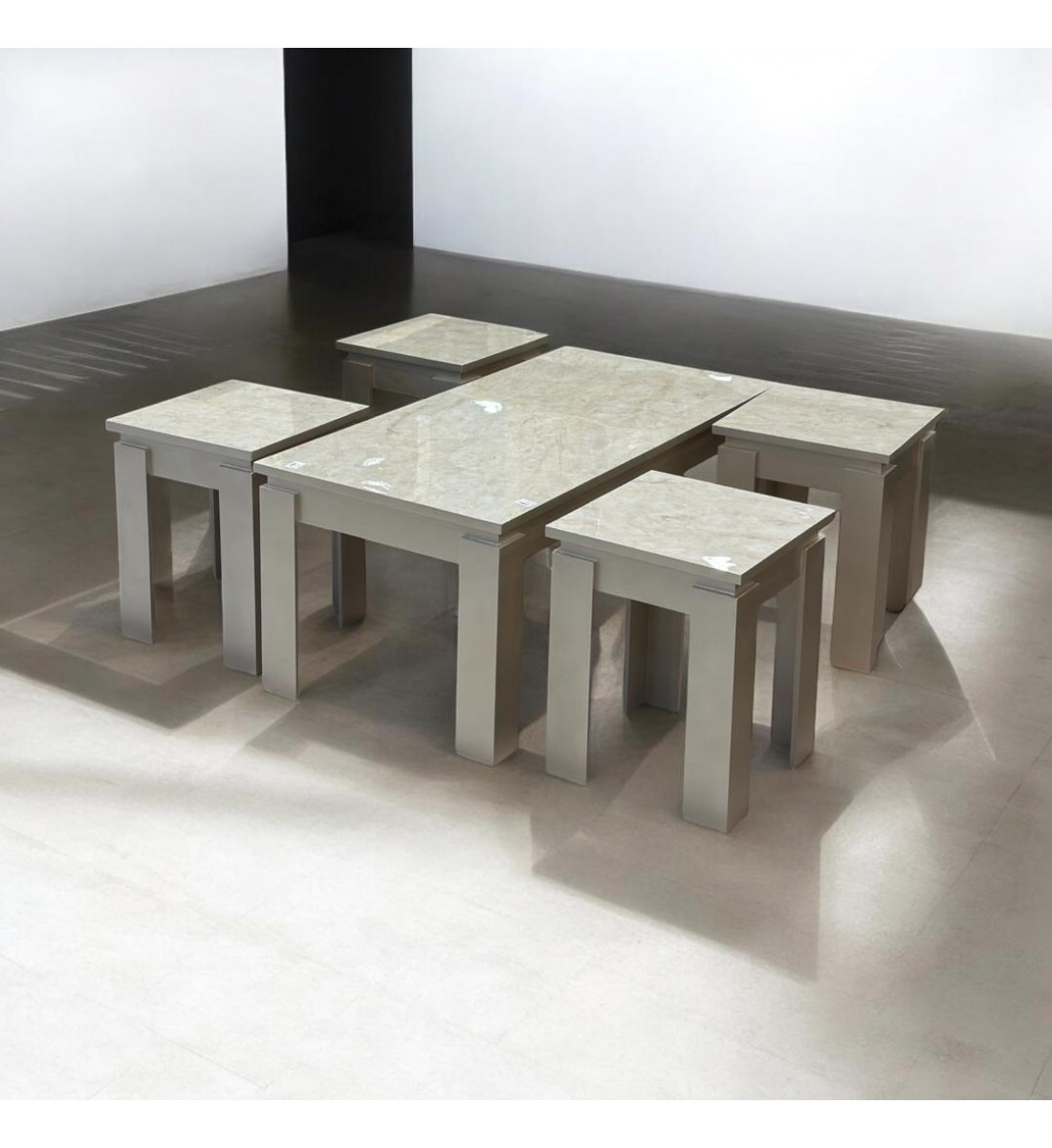 طقم طاولات قهوه وتقديم خشب 5قطع قاعدة ذهبي طقم طاولات قهوه وتقديم خشب 5قطع قاعدة ذهبي