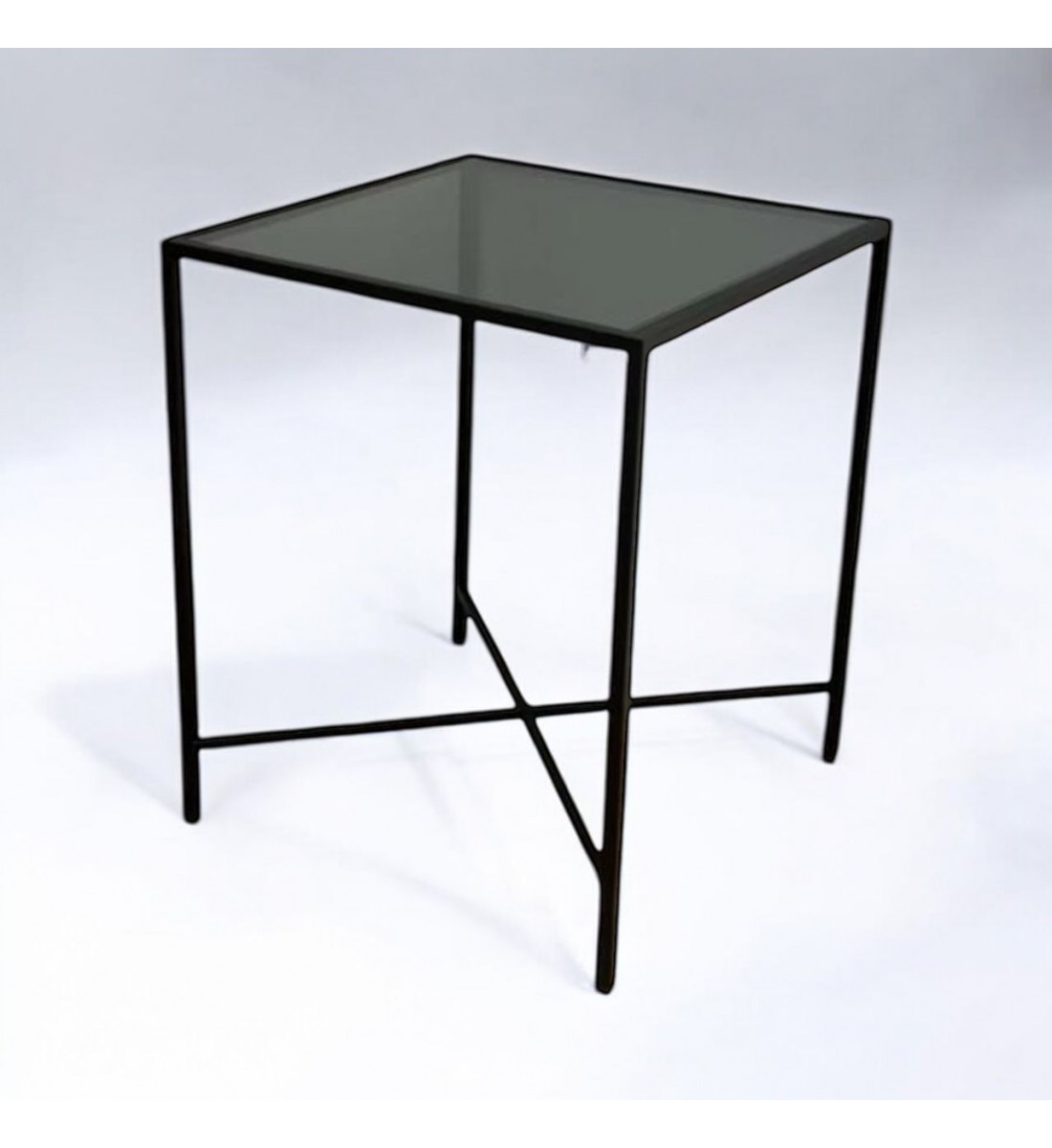 طاولة خدمة مفرد حديد سطح زجاج اسود 50×50×60سم 