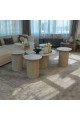 5-piece beige wood coffee and serving table set