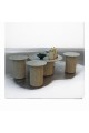 5-piece beige wood coffee and serving table set