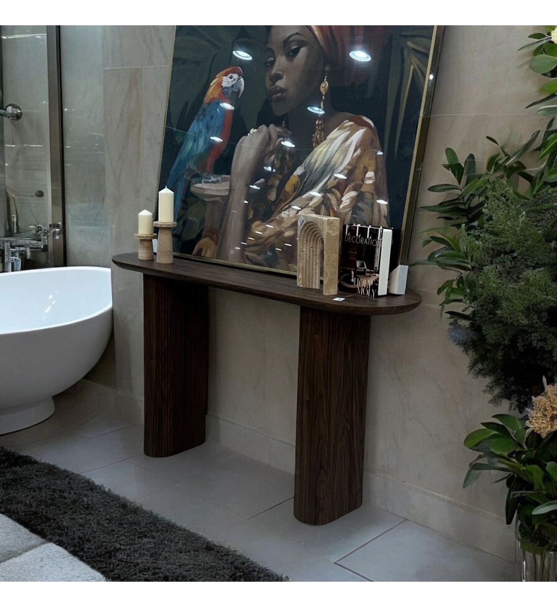 كونسول خشب معاصر بني غامق 140×40×80سم 