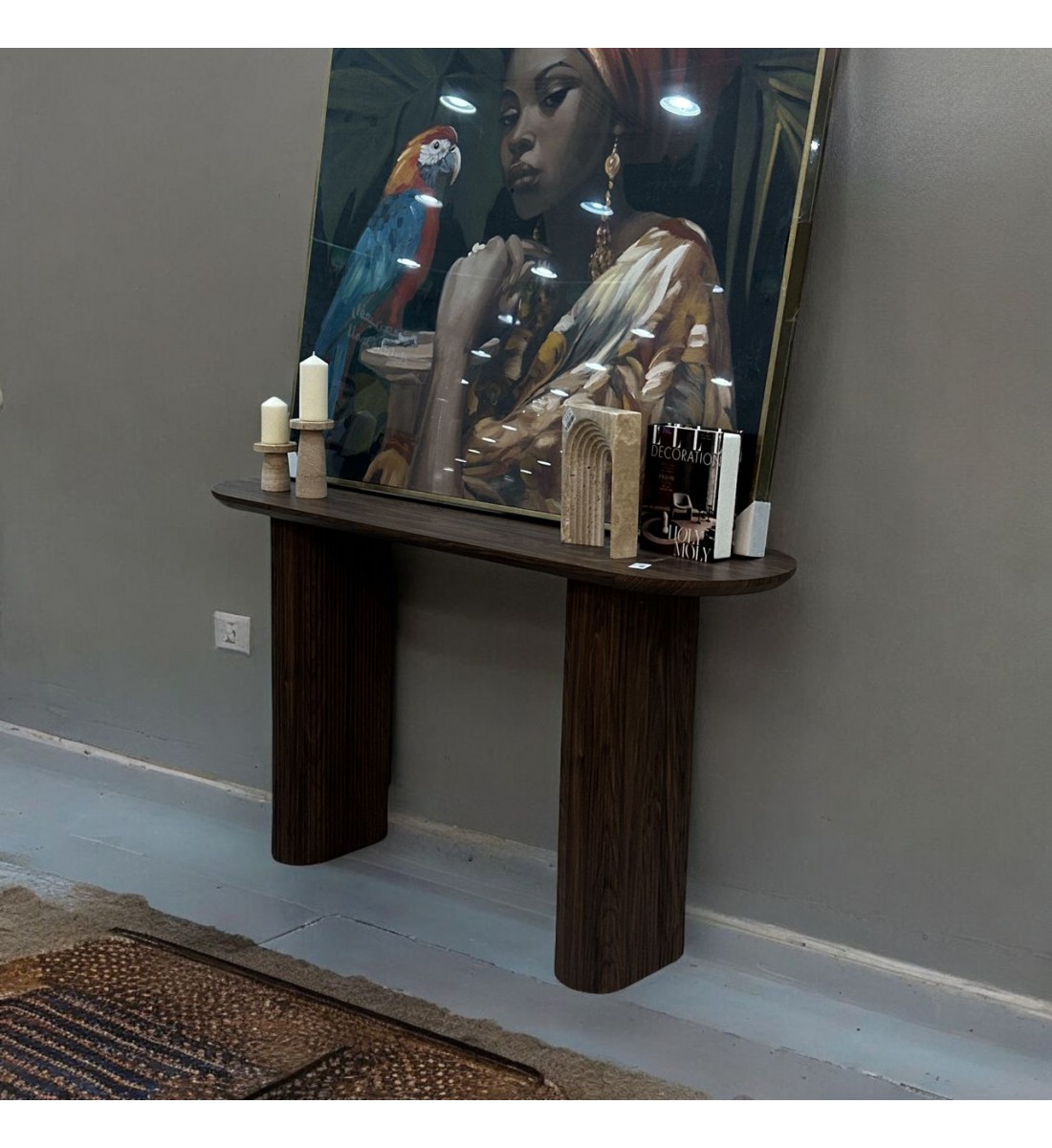 كونسول خشب معاصر بني غامق 140×40×80سم 