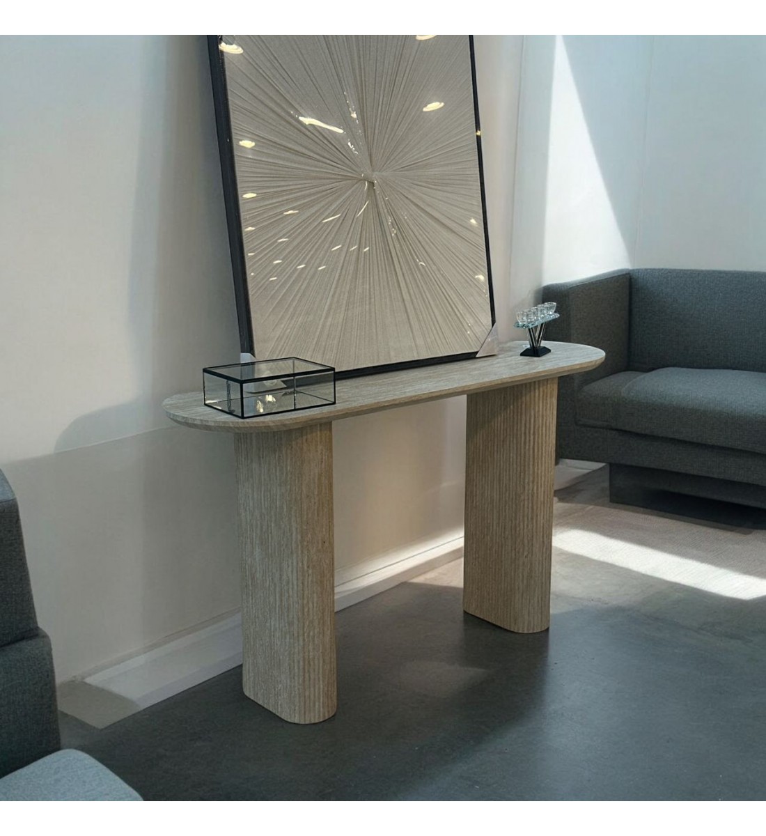 كونسول خشب معاصر ببيج 140×40×80سم كونسول خشب معاصر ببيج 140×40×80سم