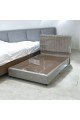 Cama individual de madera de terciopelo beige, 190 x 90 cm
