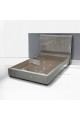 Cama individual de madera de terciopelo beige, 190 x 90 cm
