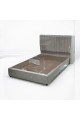 Cama individual de madera de terciopelo beige, 190 x 90 cm