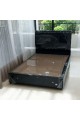 Cama individual de madera de terciopelo negro, 190 x 90 cm