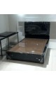 Cama individual de madera de terciopelo negro, 190 x 90 cm