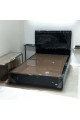 Cama individual de madera de terciopelo negro, 190 x 90 cm