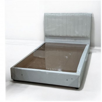 سرير نفر ونصف خشب مخمل  لون ابيض 190×120سم 