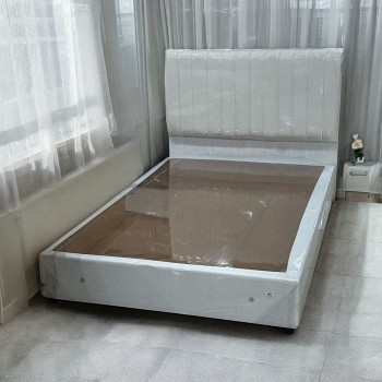 سرير نفر  خشب مخمل  لون ابيض 190×90سم 